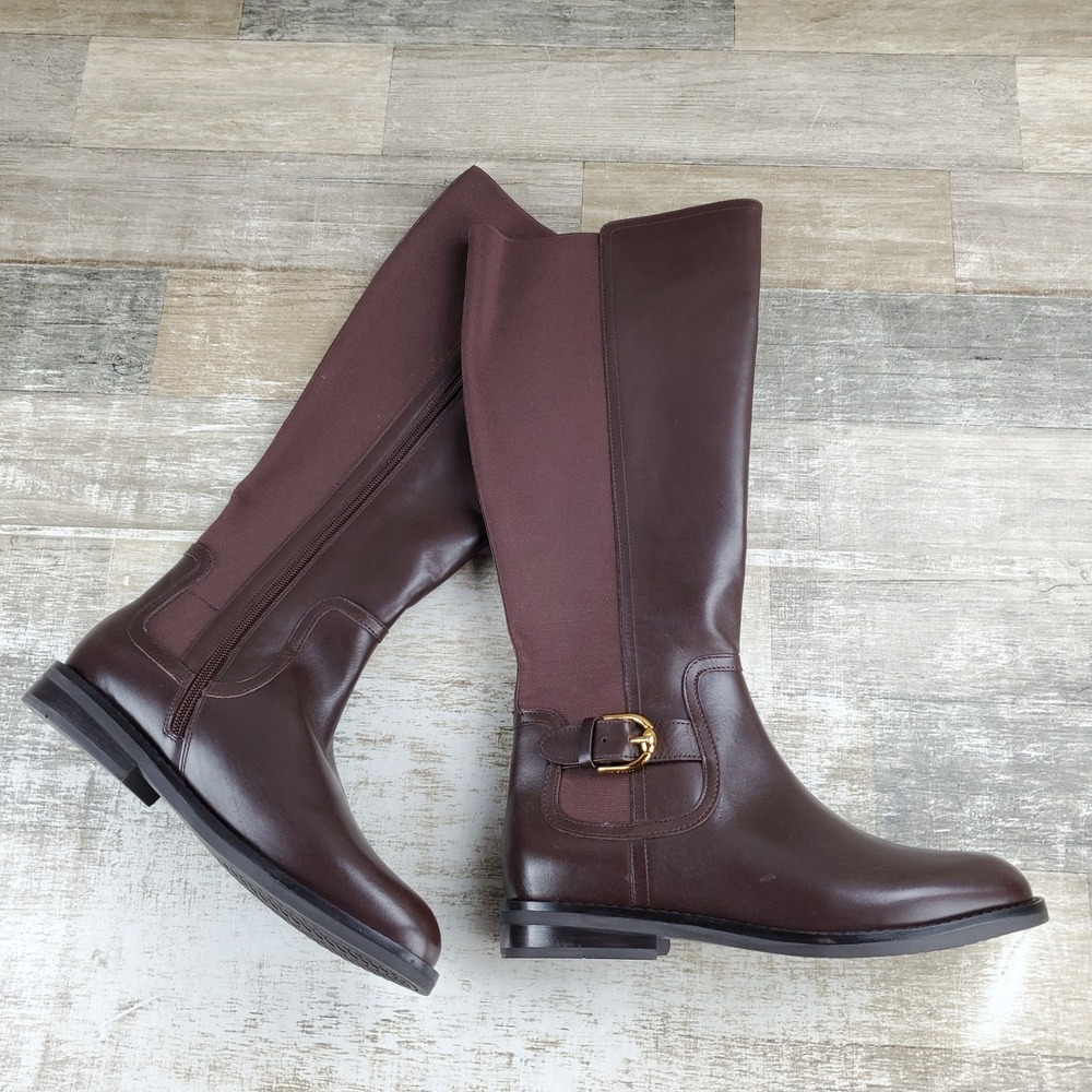 Cole Haan Celestina Womens Riding Boot Sz 6.5 B Madeira Leather Comfort Side Zip